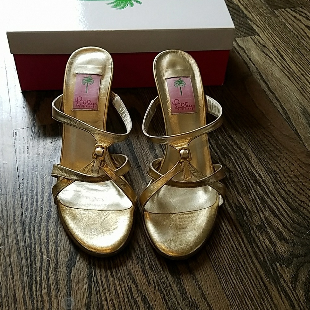 Lilly Pulitzer gold sandals